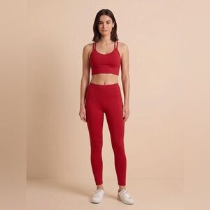 High-Waisted Red Leggings + Sports bra set